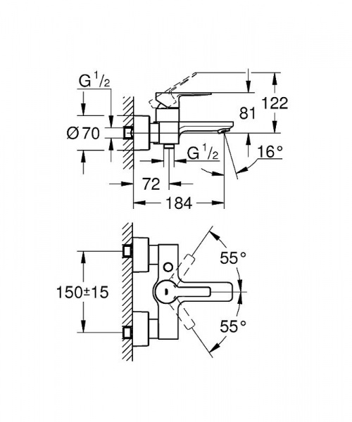 Смеситель для ванны Grohe  Lineare, хром, 33849001