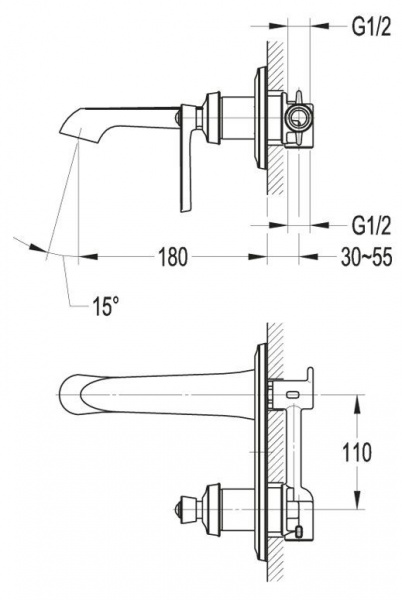 Встраиваемый смеситель для раковины Cezares LIBERTY-F-BLI-01-W0, LIBERTY-F-BLI-01-W0