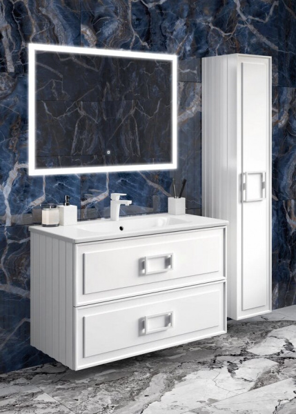 Тумба подвесная Avanti Eleganta Double Bianco 100 с умывальником Эйфория-100 два ящика