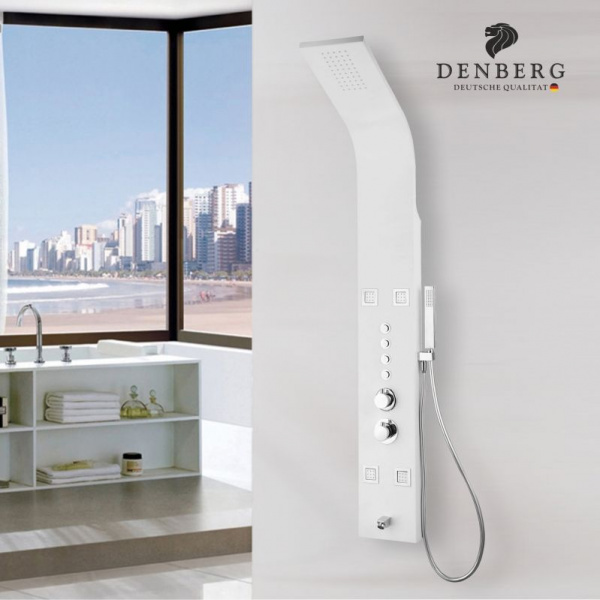 Душевая панель Denberg с термостатом, белая матовая, LT-203