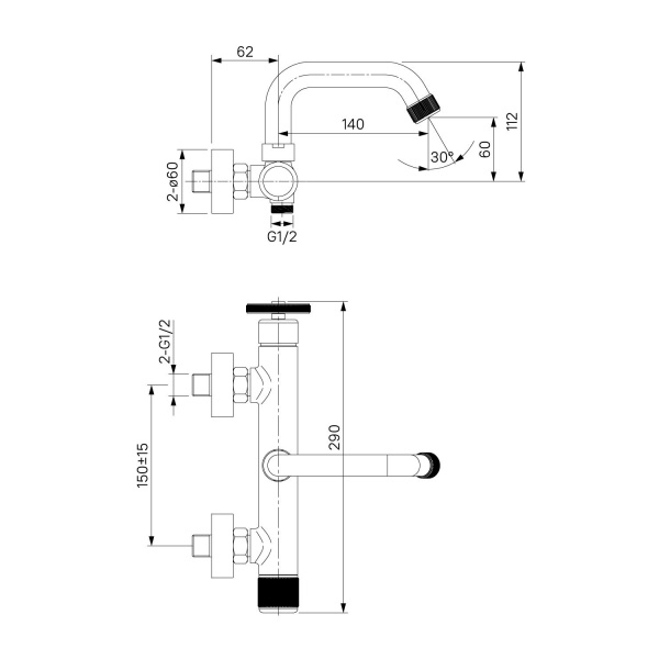 Смеситель для ванны IDDIS Grange, графит, GRAGMR2i02