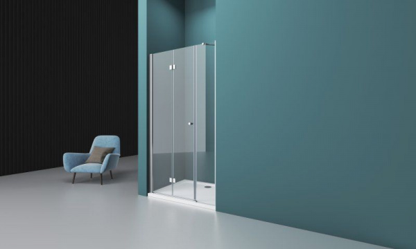 Душевая дверь BelBagno 1550x1950, прозрачное стекло, хромированный профиль, ALBANO-BS-13-80+80-C-Cr