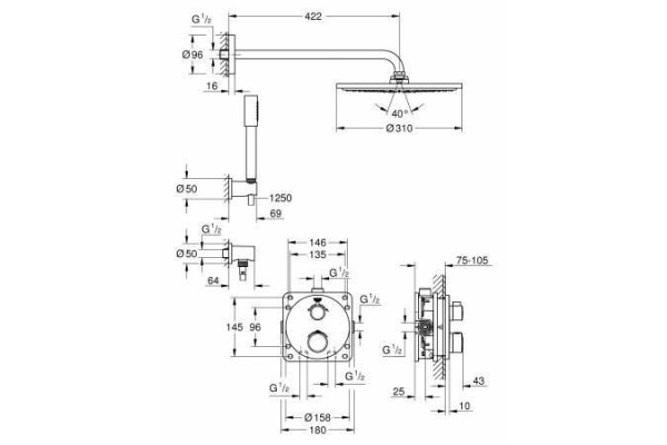 Душевая система Grohe Grohtherm с термостатом, хром, 34731000