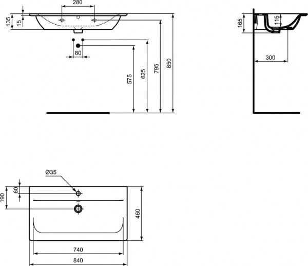 Раковина Ideal Standard CONNECT AIR Vanity, 84 см, E027901