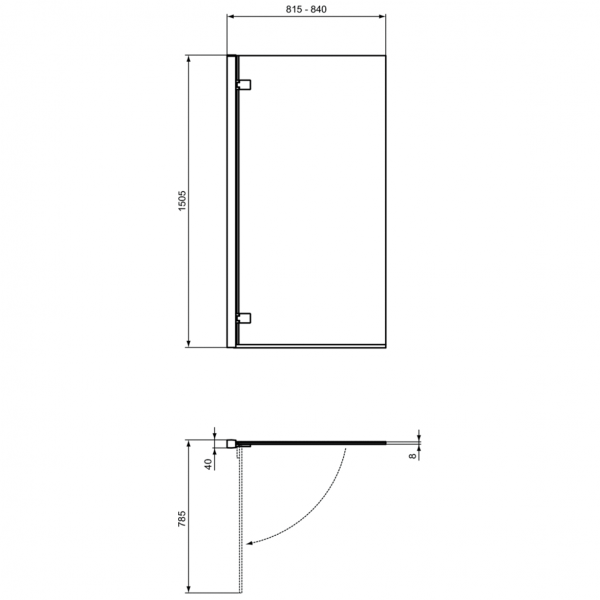 Шторка для ванны Ideal Standard I.Life 81,5х150 см левая, T4885EO