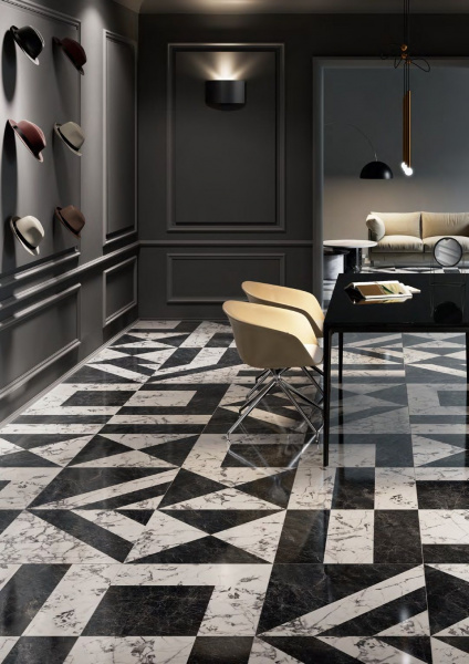 Керамическая плитка напольная Kerama Marazzi Милан Бьянко Неро 60x119 белый чёрный, SG565402R