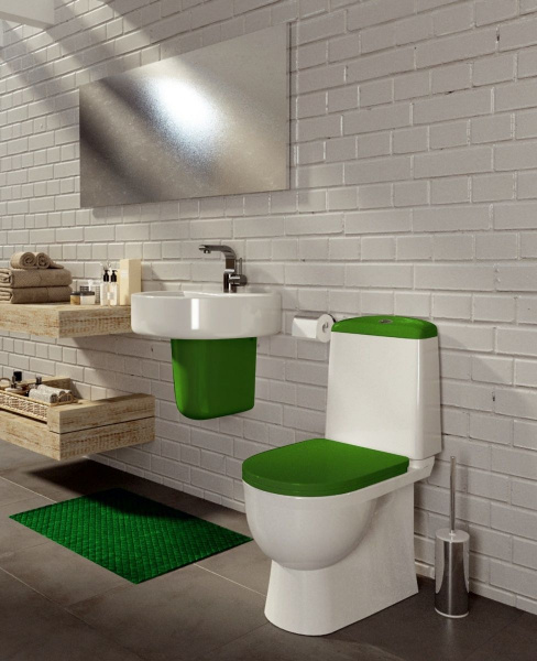 Унитаз-компакт Sanita Luxe Best Luxe с салатовой крышкой микролифт, дюропласт, BSTSLCC09130522