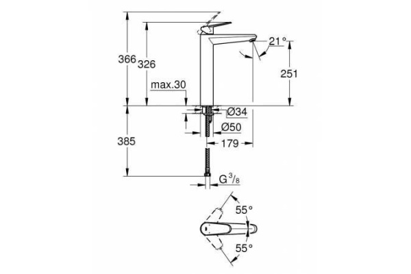 Смеситель для раковины Grohe  Eurodisc Cosmopolitan, свободностоящий, хром, 23432000