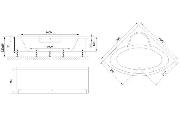 Ванна акриловая Royal Bath FANKE 140х140х64 см, белый, RB 581200