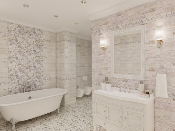 Керамическая плитка настенная Global Tile Сан-Ремо / San Remo Бел. 25x50  панно часть 2, GT15VG