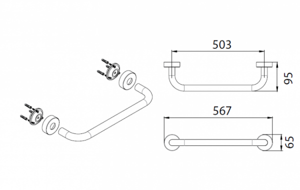 Поручень Fixsen Готель для ванны 50 см, FX-31017C