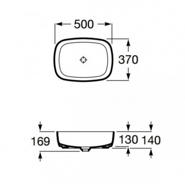 Раковина Roca INSPIRA SOFT накладная 500х370х140 мм, скругленная, 7.3275.0.000.0