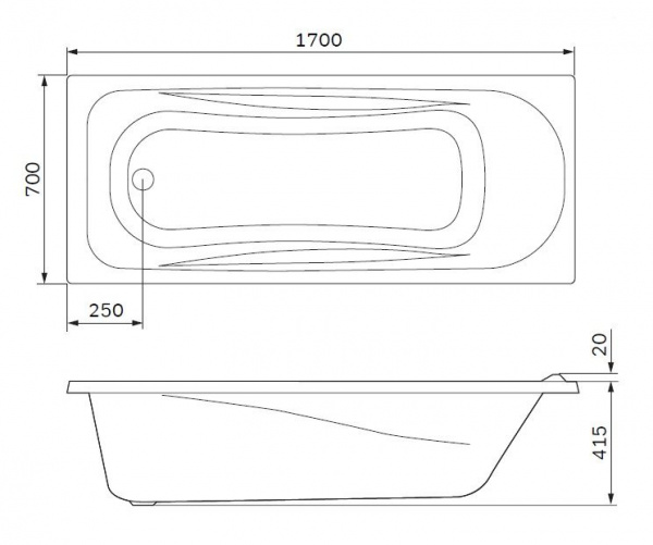 Панель фронтальная AM.PM Sense New для ванны 170х70, W76A-170-070W-P