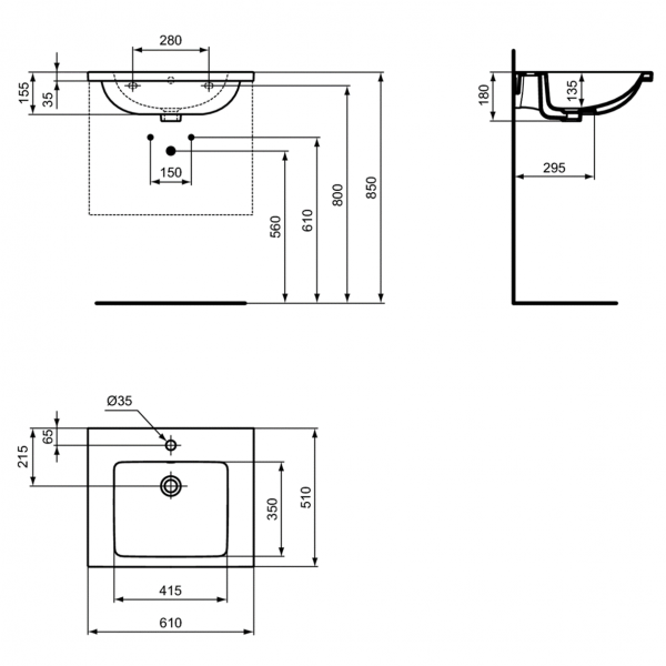 Раковина Ideal Standard i.life B Vanity 61x51 см, T460501