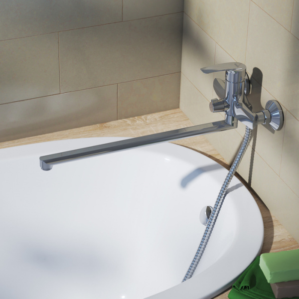 Смеситель для ванны IDDIS с длинным изливом Ray, RAYSBL2i10WA