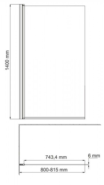 Шторка на ванну WasserKRAFT Berkel, 48P01-80L Matt glass
