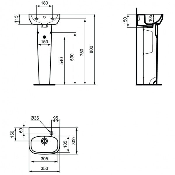 Пьедестал Ideal Standard i.life A 50 см, T471401