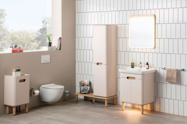 Шкаф-пенал Vitra Sento 40 L, с корзиной для белья, белый матовый, 60854