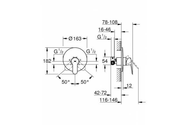 Смеситель для ванны Grohe BauEdge, хром, 29078000