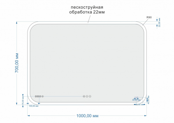 Зеркало прямоугольное Cersanit LED design pro 070 100 bluetooth с подсв, KN-LU-LED070*100-p-Os