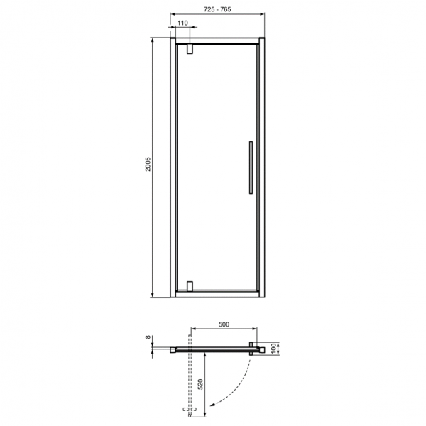 Душевые двери Ideal Standard I.Life PV 75 см для установки в нишу, T4836EO