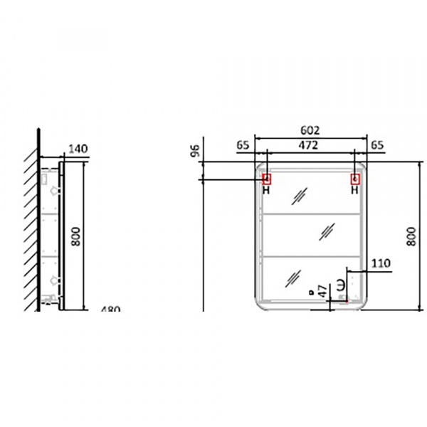 Зеркало-шкаф Moduol Forma 60 с подсветкой и сенсор вкл, For.03.60/W
