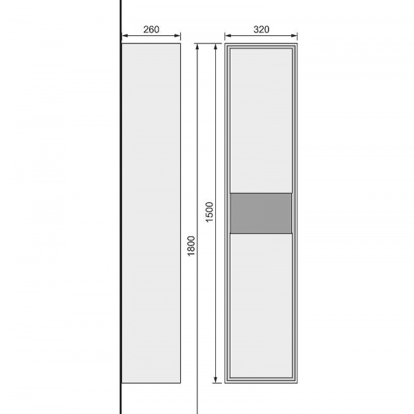 Пенал Jorno Glass 150 подвесной белый, Gla.04.150/P/W