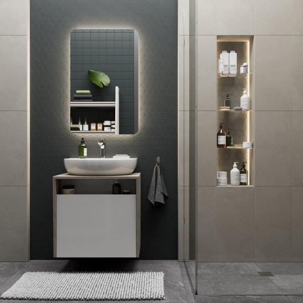 Зеркало Kerama Marazzi PRO/ПРО с подсветкой LED 55, белый глянц, PRO.mi.55\WHT