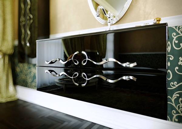 Тумба подвесная Clarberg Due amanti 120 с умывальником Elegance 120, цвет черный БЕЗ РУЧЕК, DUE0112B
