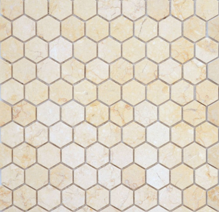 Мозаика Pietrine Hexagonal - "соты" Crema Marfil MAT (18x30x6), 285x305x6