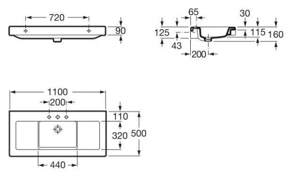 Раковина Roca Стратум / Stratum 1100 мм 7.3276.3.100.0