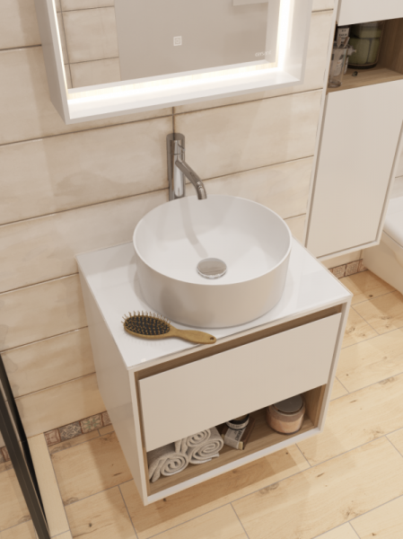 Тумба под раковину Cersanit с столешницей Лауна (Louna) 60, SP-SZ-LOU60-BL/Wh