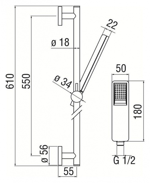 Душевой гарнитур Nobili 60 см 1jet, чёрный AD140/53BM