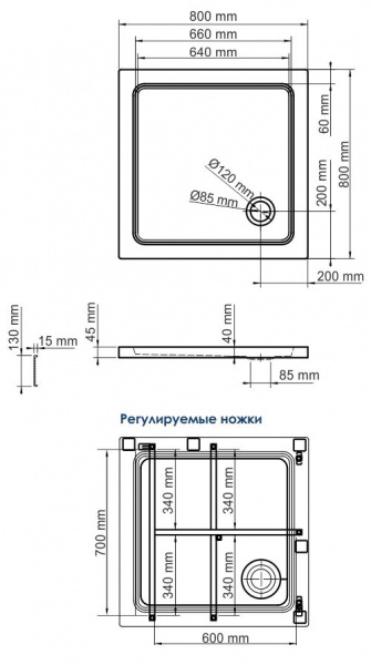 Душевой поддон WasserKRAFT Amper, 29T02