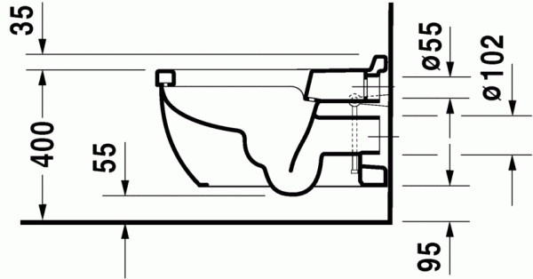Унитаз подвесной Duravit Starck 3 370 х 620 мм для подключения SensoWash, 2226590000