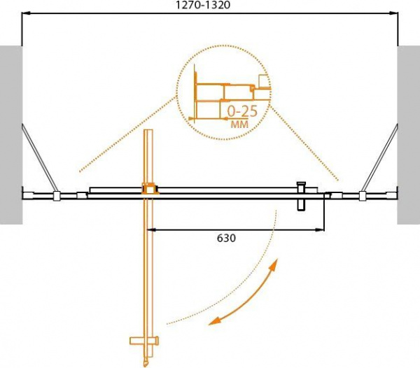 Душевая дверь Cezares MOLVENO-BA-12-90+40-C-Cr-IV