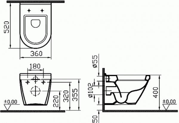 Унитаз подвесной Vitra S50, с крышкой микролифт, 5318B003-6039