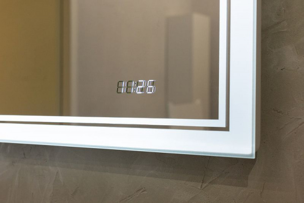 Зеркало Jorno Glass 80 с подсветкой часами и обогревом, Gla.02.77/W