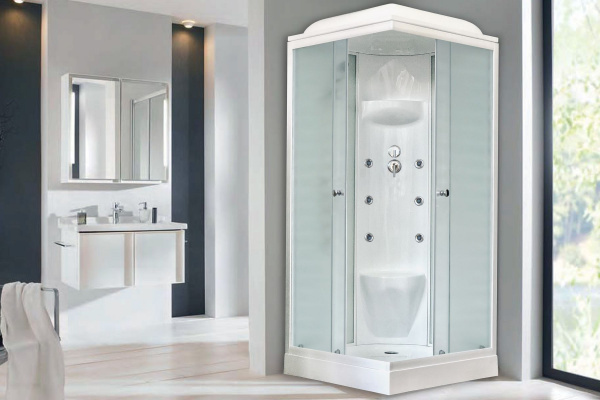 Гидромассажный бокс Royal Bath 90х90х217, белое/матовое стекло, белый профиль, RB 90HP7-WС