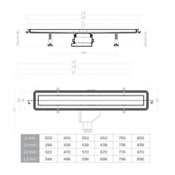 Душевой лоток Pestan Confluo Premium Line 550, 13100003