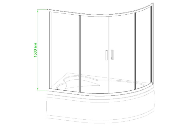 Шторка для ванны Royal Bath 170х100х150 см, хром/матовое  стекло, RB170ALP-C-CH