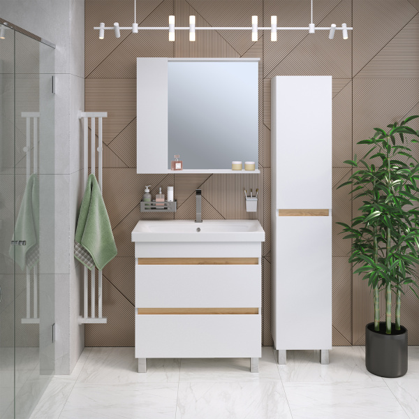 Тумба под раковину Aqua de Marco Сидней, 80 см, 2 ящика, белый, 2080WCSYD/1