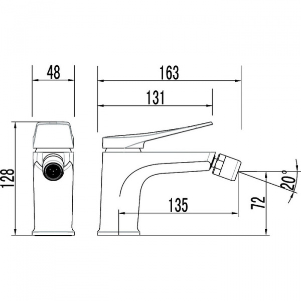 Смеситель для биде Lemark Bronx с донным клапаном, черный, LM3708BL