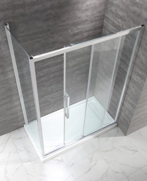 Душевая кабина Cezares Lux Soft 140*90*200 см, прозрачное стекло, хромированный профиль, LUX-SOFT-W-