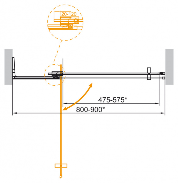 Душевая дверь в нишу Cezares SLIDER-B-1-80/90-C-Cr