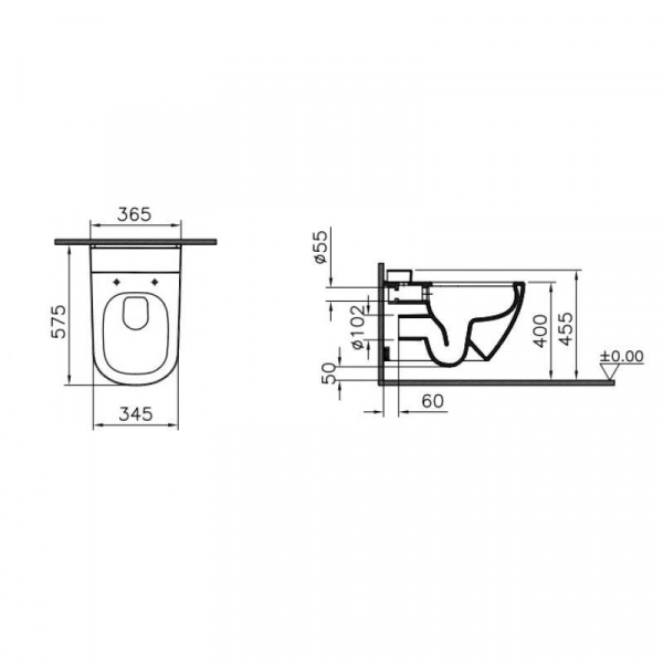 Унитаз подвесной Vitra D-Light с крышкой дюропласт, 5910B003-6099
