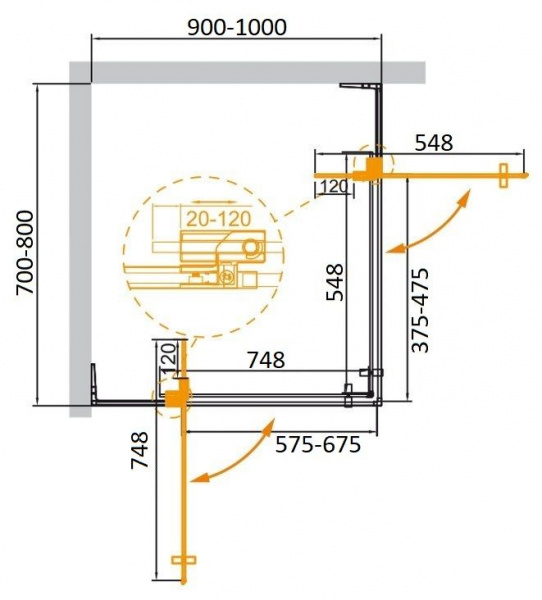 Душевая кабина Cezares SLIDER-AH-2-70/80-90/100-C-NERO