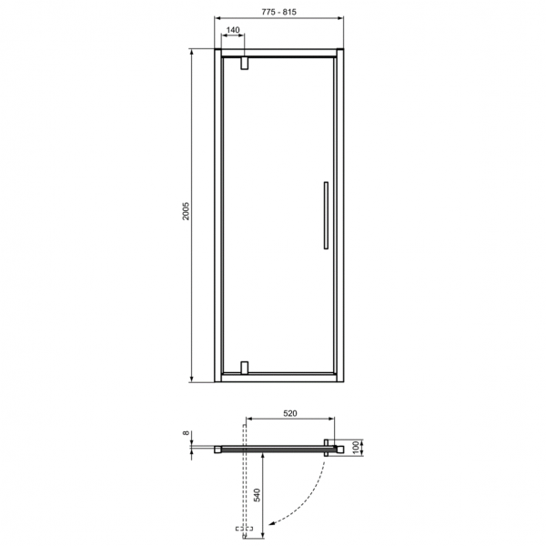 Душевые двери Ideal Standard I.Life PV 80 см для установки в нишу, T4837EO