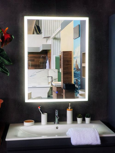 Зеркало Aqua de Marco Сиена 80*90 см, с LED-подсветкой, сенсорный выключатель, Sien80/90