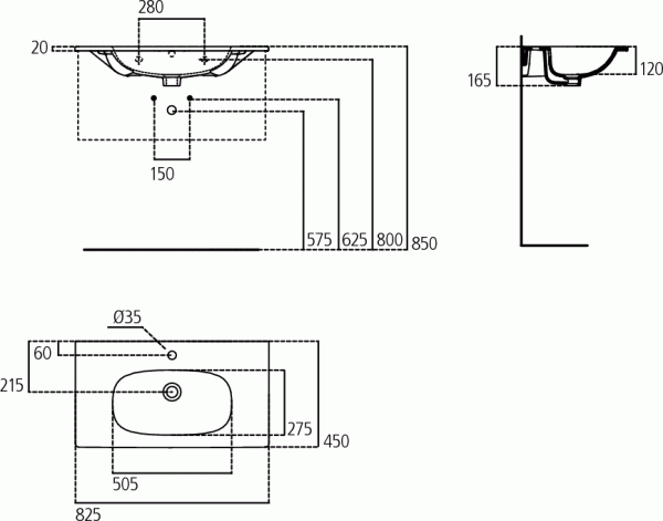 Раковина мебельная Ideal Standard TESI Vanity, 80 см, T350901